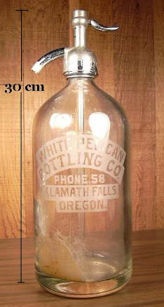 Siphon bottle with etched lettering; click to enlarge.