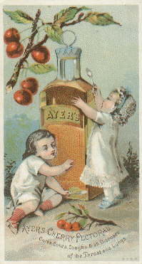 Ayer's Cherry Pectoral trade card from the 1880s; click to enlarge.