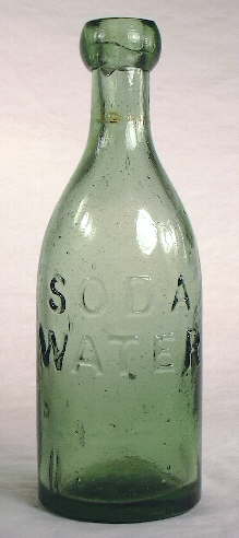 Soda water bottle from Canada (probably) from the 1860s or 1870s; click to enlarge.