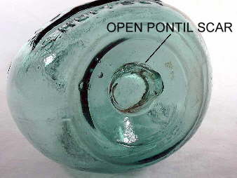 Open pontil base on a "calabash" bottle.