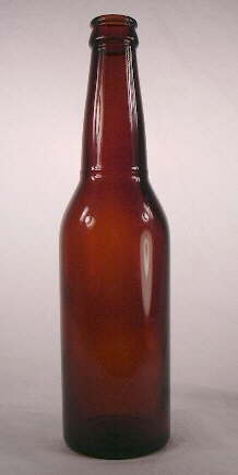 A machine-made beer bottle; click on image to view an illustration of the same bottle pointing out the machine-made diagnostic features.